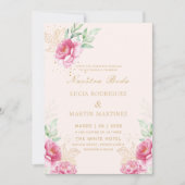 Invitation Simple rose floral or Nuestra Boda (Devant)