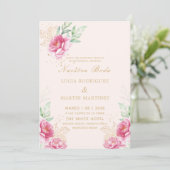 Invitation Simple rose floral or Nuestra Boda (Debout devant)