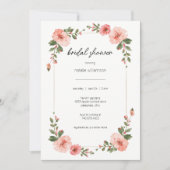 Invitation Simple Rose Florale Fête de Mariage (Devant)