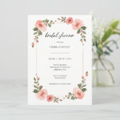 Invitation Simple Rose Florale Fête de Mariage (Debout devant)