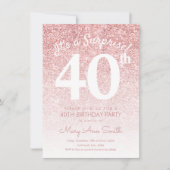 Invitation Simple Rose Gold Parties scintillant 40e fête d'an (Devant)