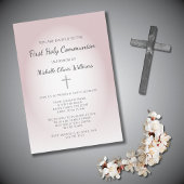 Invitation Simple Rose Gold Première Communion Élégant