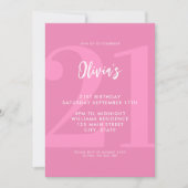 Invitation Simple rose moderne 21e anniversaire (Devant)