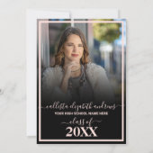 Invitation Simple rose noir Ombre Graduation Photo Collage (Dos)