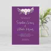 Invitation Simple rose pâle et vert Floral violet Mariage (Debout devant)