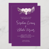 Invitation Simple rose pâle et vert Floral violet Mariage (Devant / Derrière)