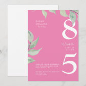 Invitation simple rose pour 85e anniversaire (Devant / Derrière)