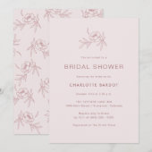 Invitation simple rose pour une baby shower (Devant / Derrière)