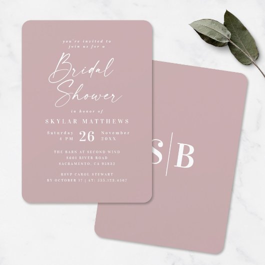 Invitation Simple Rose Poussiéreux Rose Clair Couleur Unie Fê
