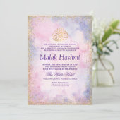 Invitation Simple rose violet brillant islamique Aqiqa Aqeeqa (Debout devant)
