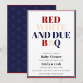 Invitation Simple rouge blanc et plein 4 juillet Patriotique (Devant / Derrière)