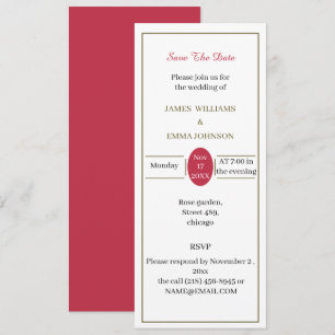 Invitation Simple Rouge Et Vert Personnalisé Enregistrer La D