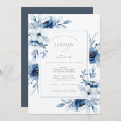 Invitation Simple Royal Blue Opulence Floral Mariage (Devant / Derrière)