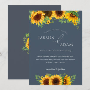 Invitation Simple Royal Blue Opulence Mariage de tournesols
