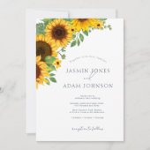 Invitation Simple Royal Blue Opulence Sunflowers Boho Mariage (Devant)