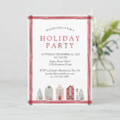 Invitation Simple Russe Aquarelle Fête Rouge (Debout devant)