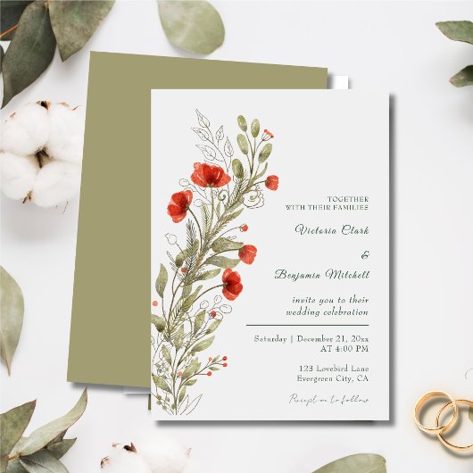 Invitation Simple Russe Aquarelle Floral Boho Mariage de auto