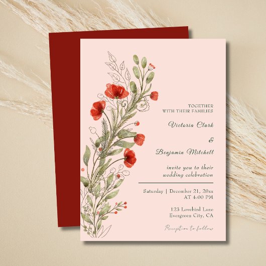 Invitation Simple Russe Aquarelle Floral Boho Mariage de auto