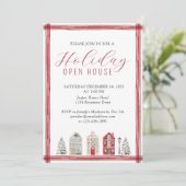 Invitation Simple Russe Aquarelle Vacances Open House Rouge (Debout devant)