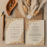 Invitation Simple Rustic Fall Beige Mariage Détails et<br><div class="desc">Cette Simple Rustic Fall Beige Mariage Details and Invitation design présente une palette neutre intemporelle de beige et or avec des ornements colorés délicatement muets de branches dorées et de jolis floraux d'automne avec des feuilles en rouge, cuivre, rose poussiéreux, orange brûlé, terre cuite, et la couleur pleine automne fleurissent....</div>