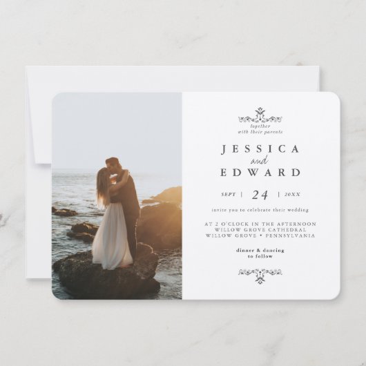 Invitation Simple Rustic Kraft 2 Mariage photo (Devant)