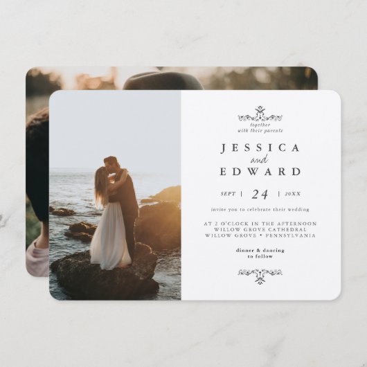 Invitation Simple Rustic Kraft 2 Mariage photo (Devant / Derrière)