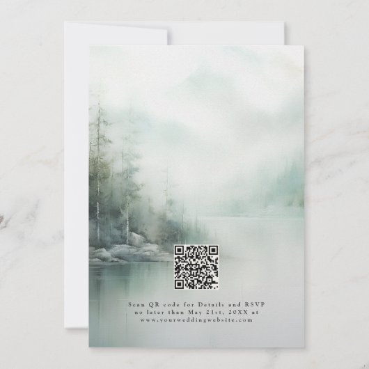 Invitation Simple Rustic Mountain Lake Misty Pines Wedding (Dos)
