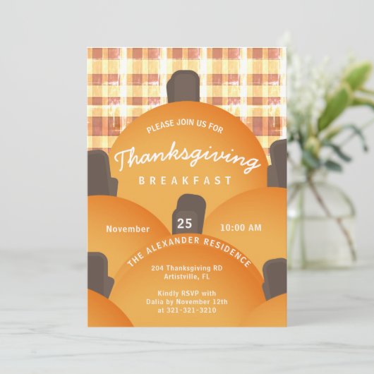 Invitation Simple Rustic Thanksgiving Petit-Invitation (Debout devant)