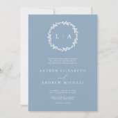 Invitation Simple rustique Dusty bleu gris moderne Mariage In (Devant)
