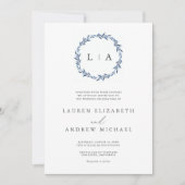 Invitation Simple Rustique Dusty Bleu Moderne Mariage (Devant)