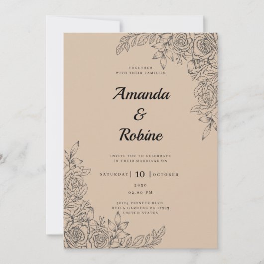 Invitation Simple rustique élégant Mariage moderne (Devant)