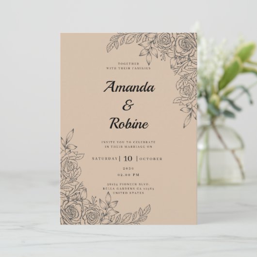 Invitation Simple rustique élégant Mariage moderne (Debout devant)