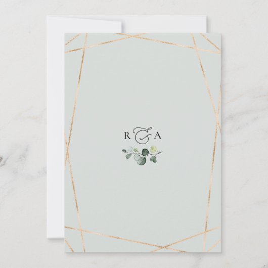 Invitation Simple Rustique Eucalyptus Mariage or de verdure (Dos)