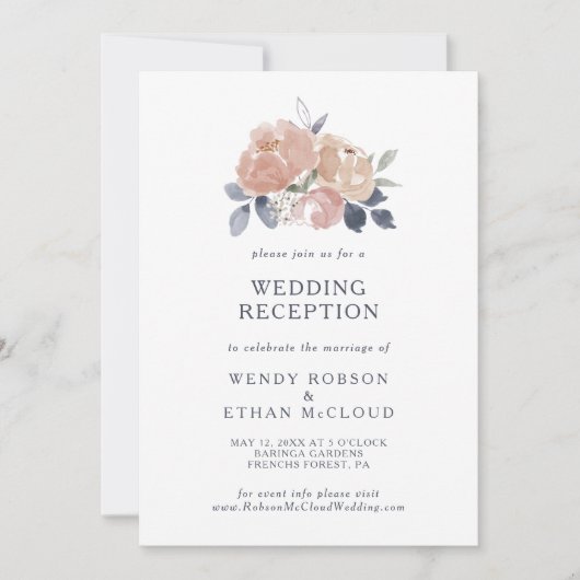 Invitation Simple Rustique Floral Mariage Réception Invitatio (Devant)