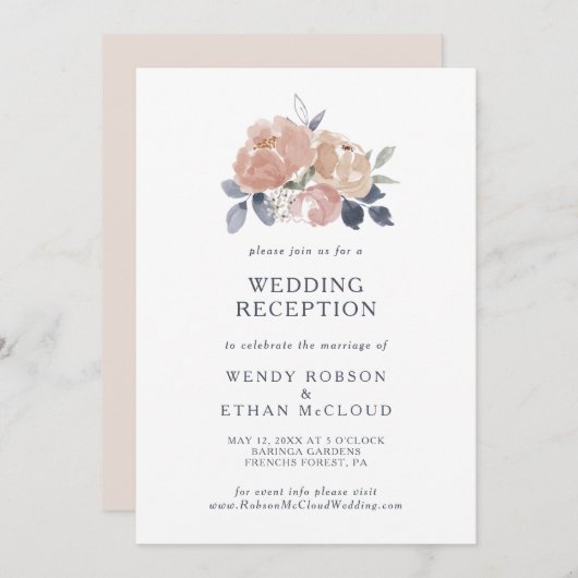 Invitation Simple Rustique Floral Mariage Réception Invitatio (Devant / Derrière)