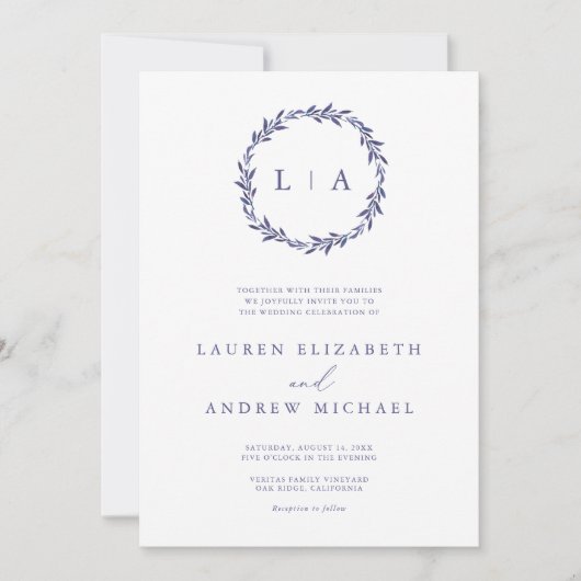 Invitation Simple Rustique violet moderne Mariage de verdure (Devant)