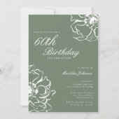 Invitation Simple Sage 60e fête d'anniversaire (Devant)