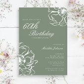Invitation Simple Sage 60e fête d'anniversaire