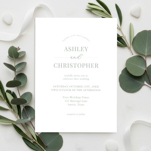 Invitation Simple Sage Green Modern Elegant Wedding