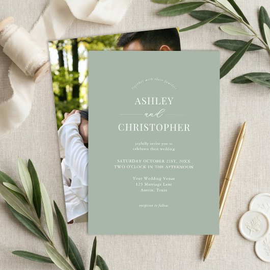 Invitation Simple Sage Green Modern Elegant Wedding