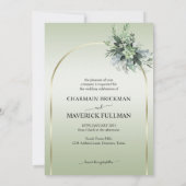 Invitation Simple Sage Green Moderne Mariage Boarder (Dos)
