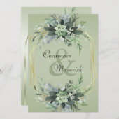 Invitation Simple Sage Green Moderne Mariage Boarder (Devant / Derrière)