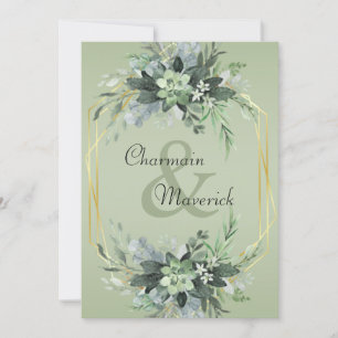 Invitation Simple Sage Green Moderne Mariage Boarder