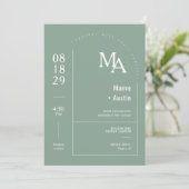 Invitation Simple Sage Green Moderne Minimal Boho Arch QR Cod (Debout devant)