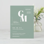 Invitation Simple Sage Green Moderne Minimal Mariage QR Code (Debout devant)
