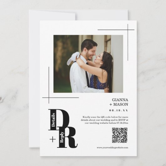 Invitation Simple Sage Green Moderne Minimal Mariage QR Code (Dos)