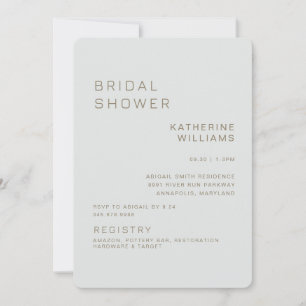 Invitation Simple Sage Mariage Moderne Shower