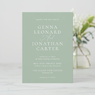 Invitation Simple Sage Vert & Blanc Mariage élégant