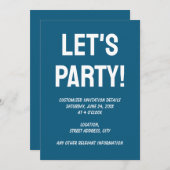 Invitation Simple saphir bleu uni couleur unie (Devant / Derrière)