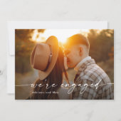 Invitation Simple Script 2 Photo Mariage Fiançailles (Devant)